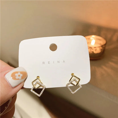 Crystal Geometric Stud Earrings.