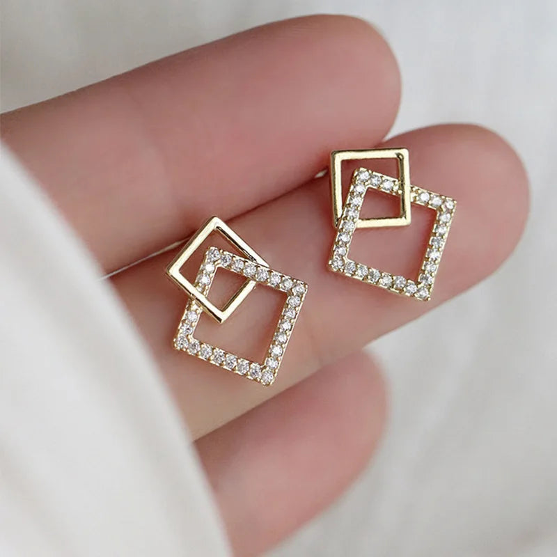 Crystal Geometric Stud Earrings.