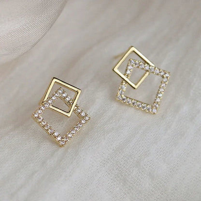Crystal Geometric Stud Earrings.