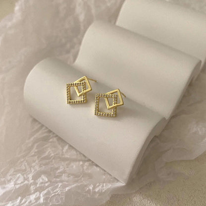 Crystal Geometric Stud Earrings.