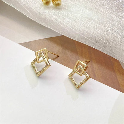 Crystal Geometric Stud Earrings.